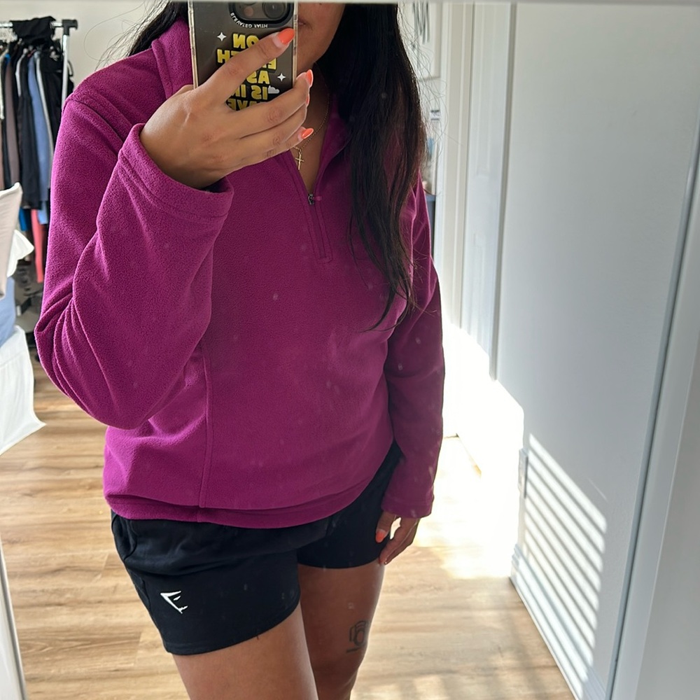 Large Women’s Land’s End Fuchsia Hot Pink Pullover Sweater Sweatshirt L 14-16
